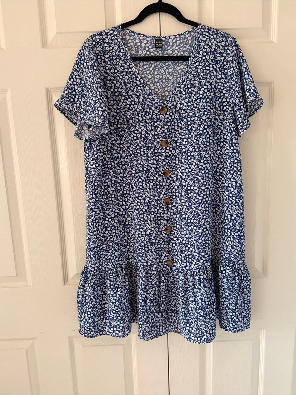 SHEIN Blue and White Floral Dress